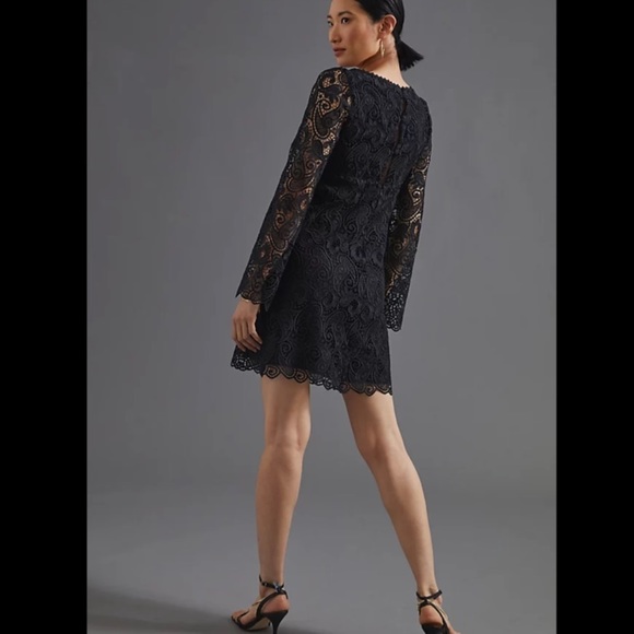🌟HP🌟Anthropologie NWT Maeve Embroidered Lace Mini Black Dress Size 6. - Picture 4 of 9